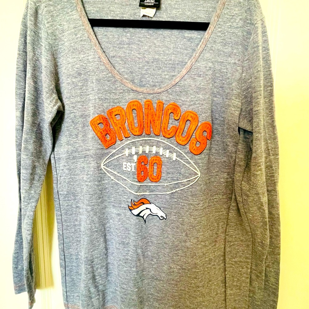 Large. Gently worn NFL Team Apparel Broncos long sleeve shirt.